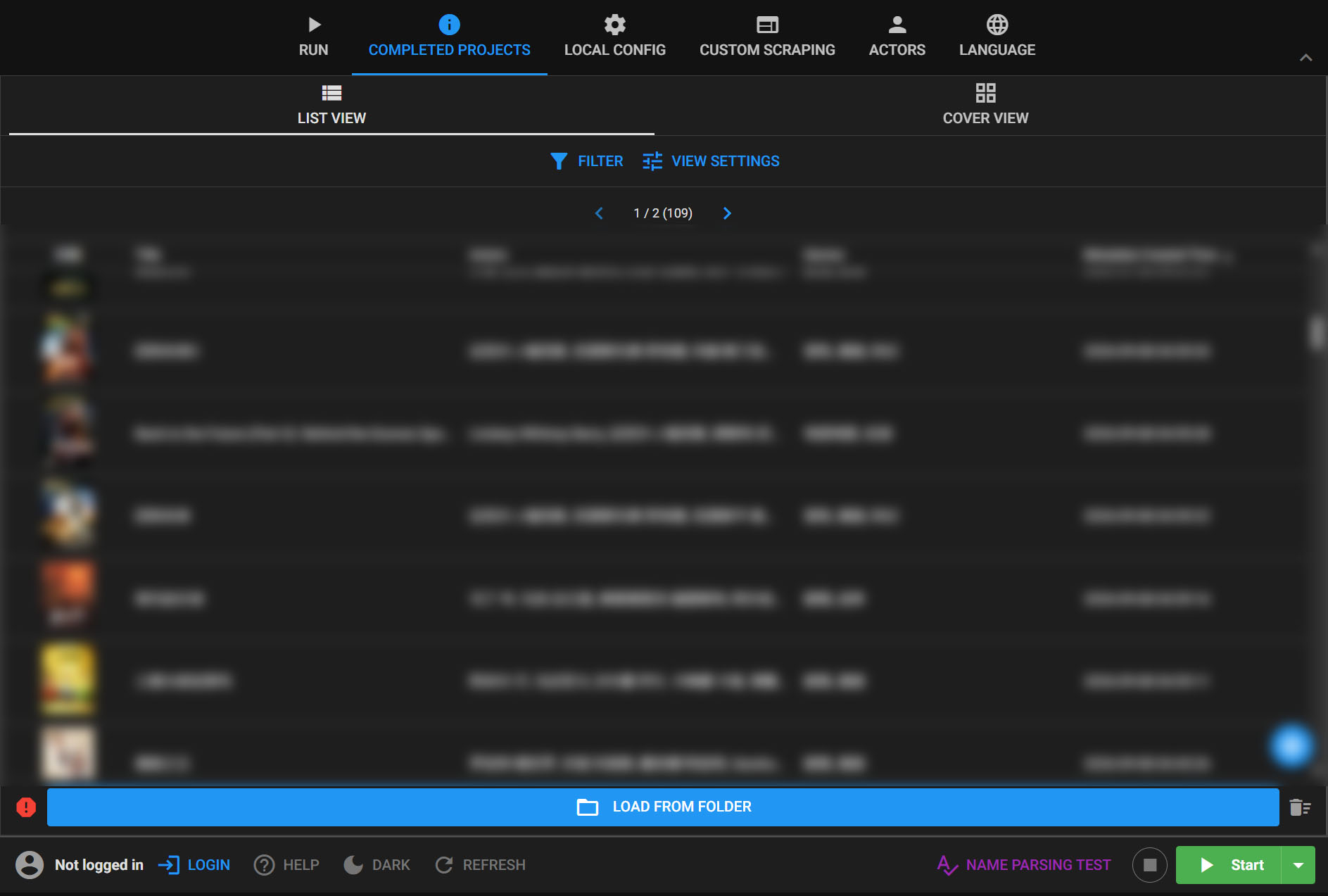 Metadata browser list view